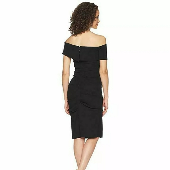 Nicole Miller Black Off Shoulder Sheath Dress - Picture 2 of 7